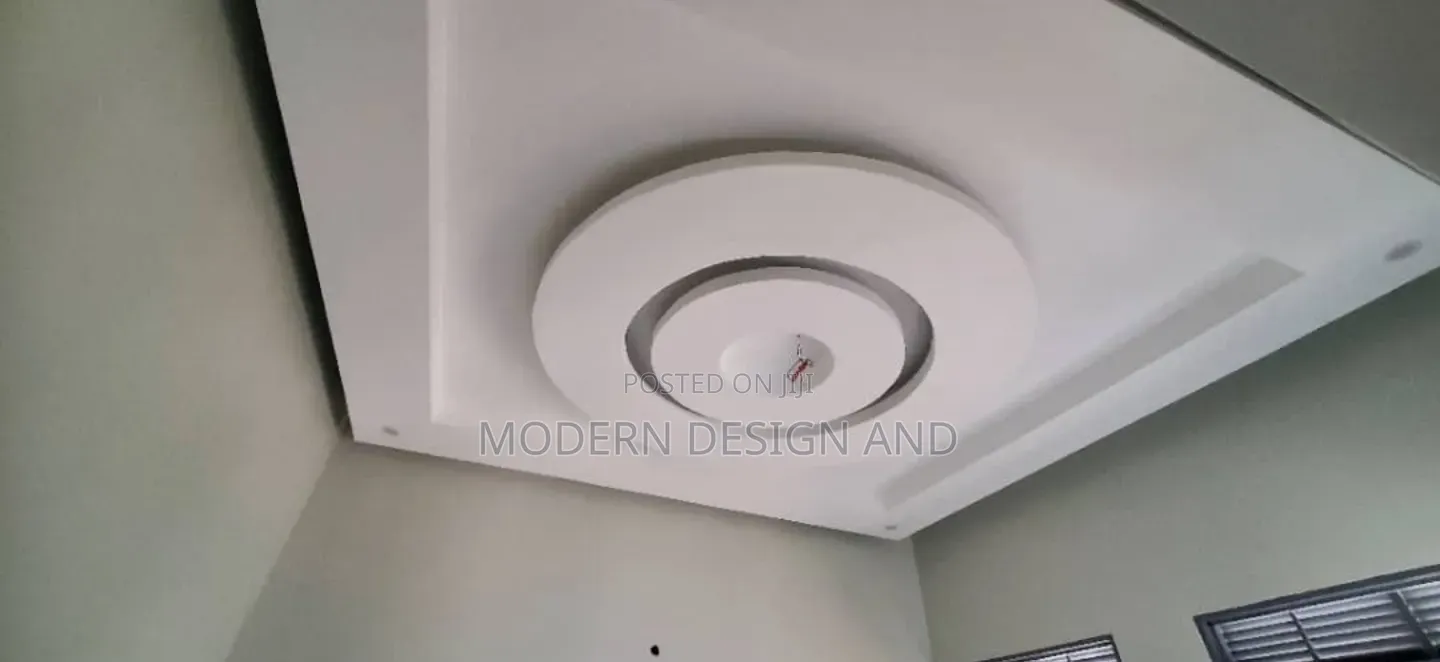 Gypsum Ceiling Design Circle With White Paint