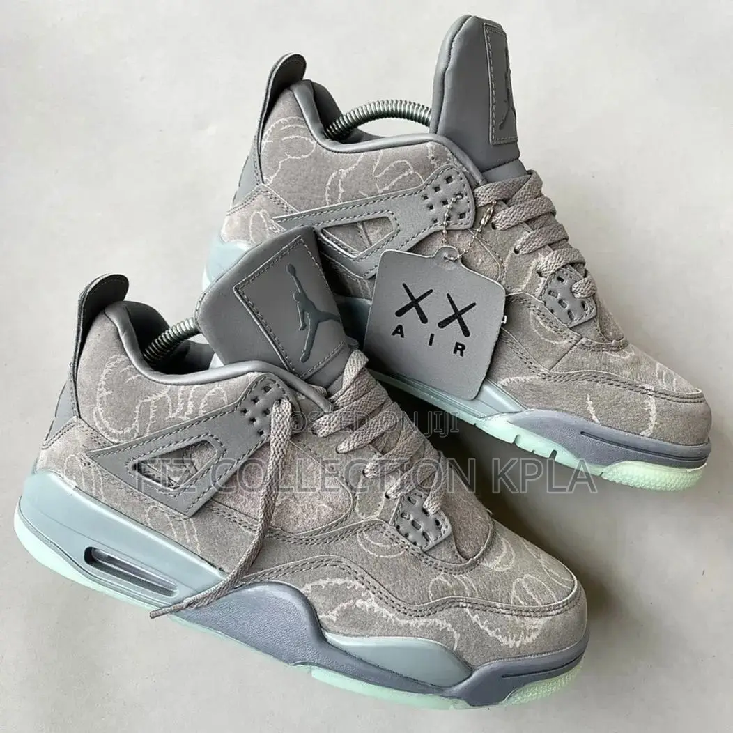 Original Air Jordan 4 Retro X Kaws Cool Grey Sneakers