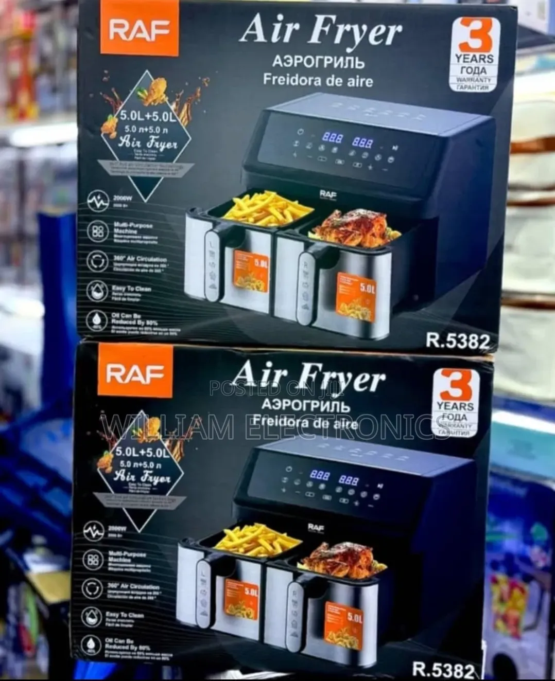 10 Litres Raf Double Air Fryer/Raf Air Fryer