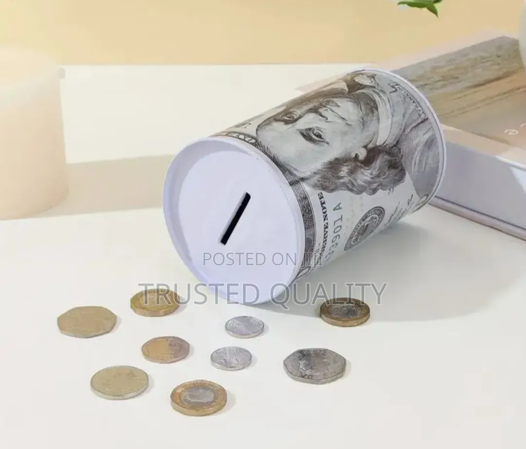 Cylindrical Iron Piggy Bank