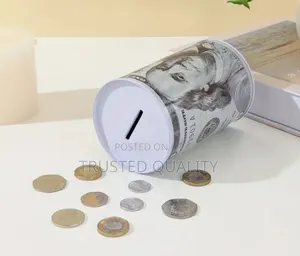 Cylindrical Iron Piggy Bank
