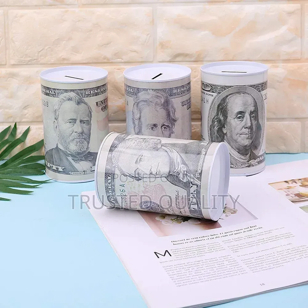 Cylindrical Iron Piggy Bank