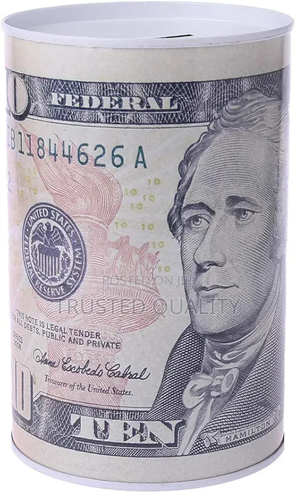 Cylindrical Iron Piggy Bank