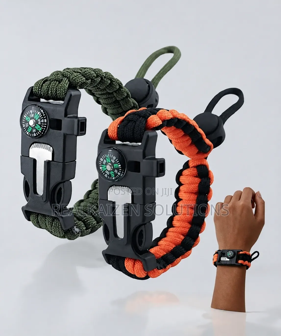 5-in-1 Paracord Survival Bracelets| Compass| Whistle| Fint 2pc