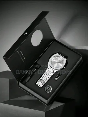 Tomi Men's Octagonal Steel Band Calendar Quartz Gift Box Set Watch.