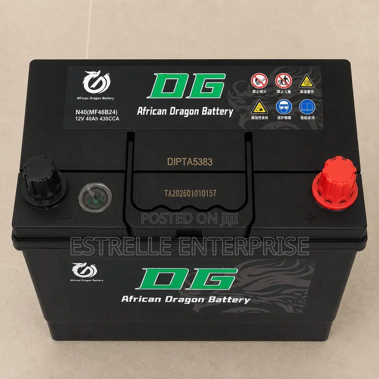 N40 40ah Maintenance Free Car Battery Dg African Dragon