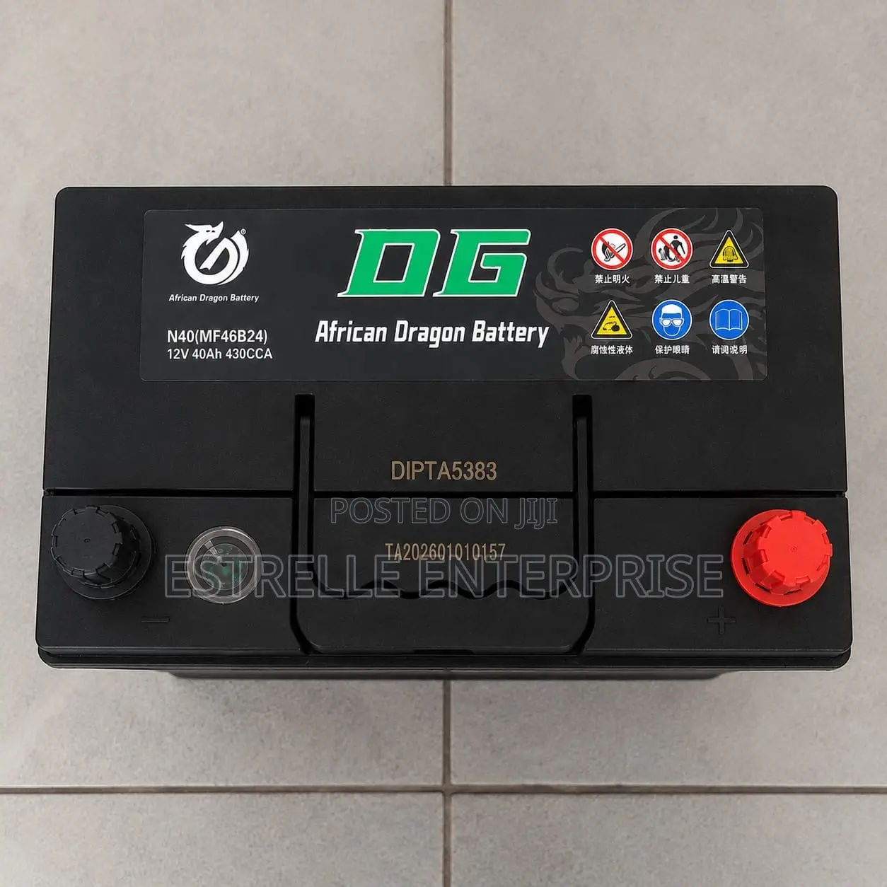 N40 40ah Maintenance Free Car Battery Dg African Dragon