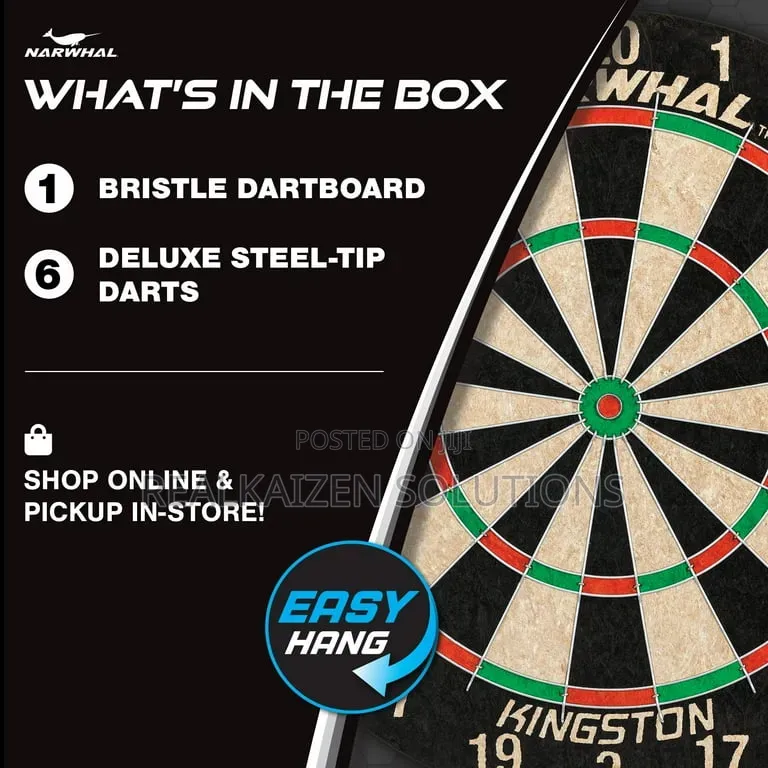 Usa Narwhal Kingston Official Size Bristle Dartboard Set With Tips