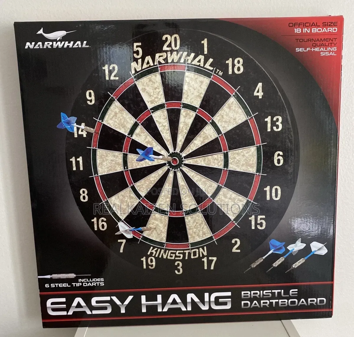 Usa Narwhal Kingston Official Size Bristle Dartboard Set With Tips