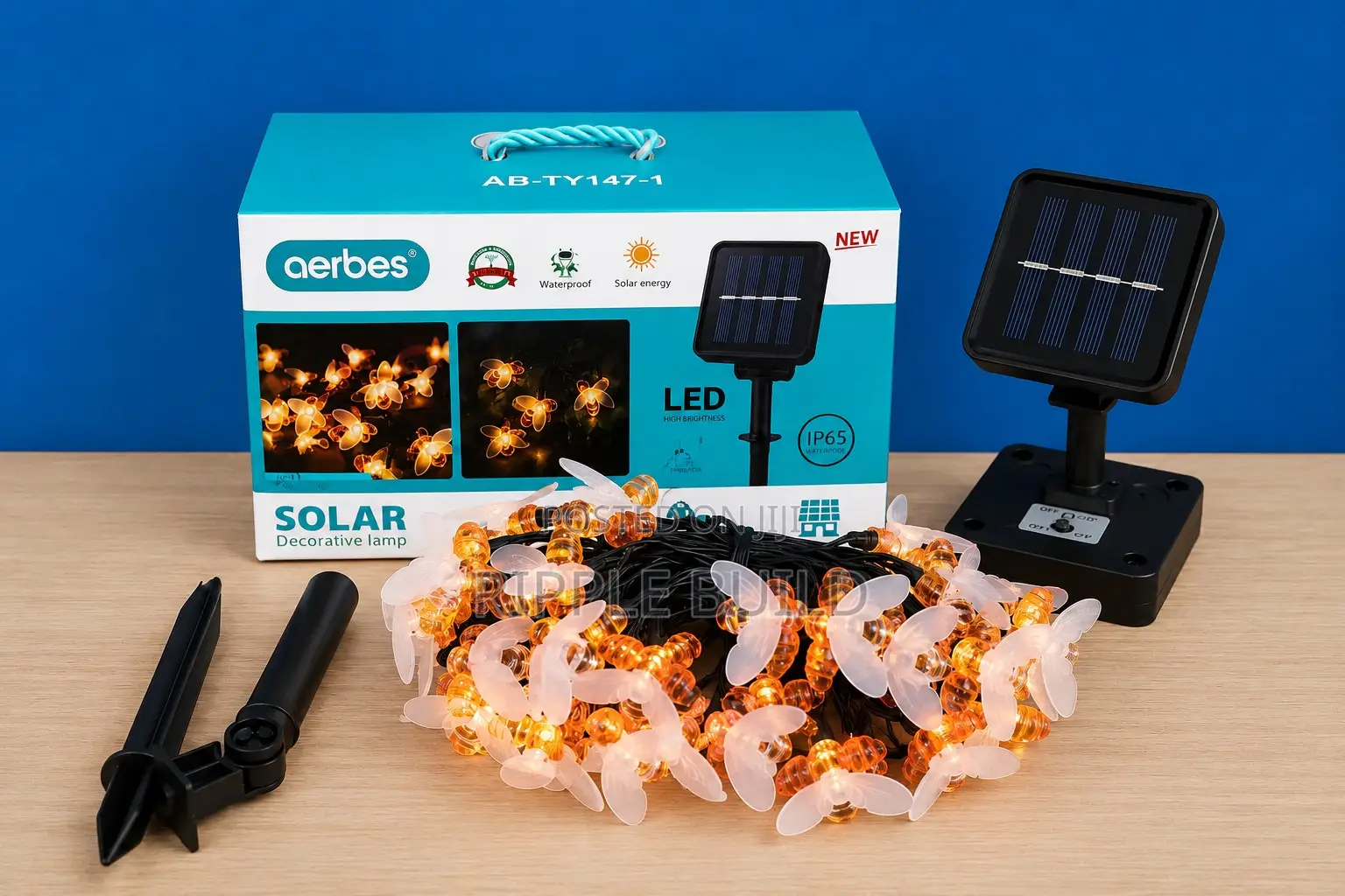 Aerbes Ab-Ty147-1 Solar String Light, 30 Led, 6.5m Garden Light