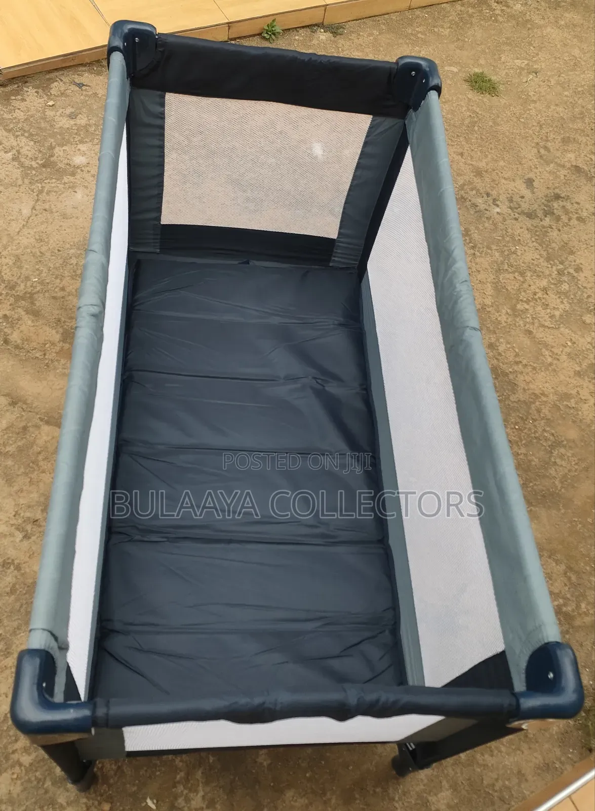 Uk Used Blue And Grey Travel Cot/ Bed/ Crib.