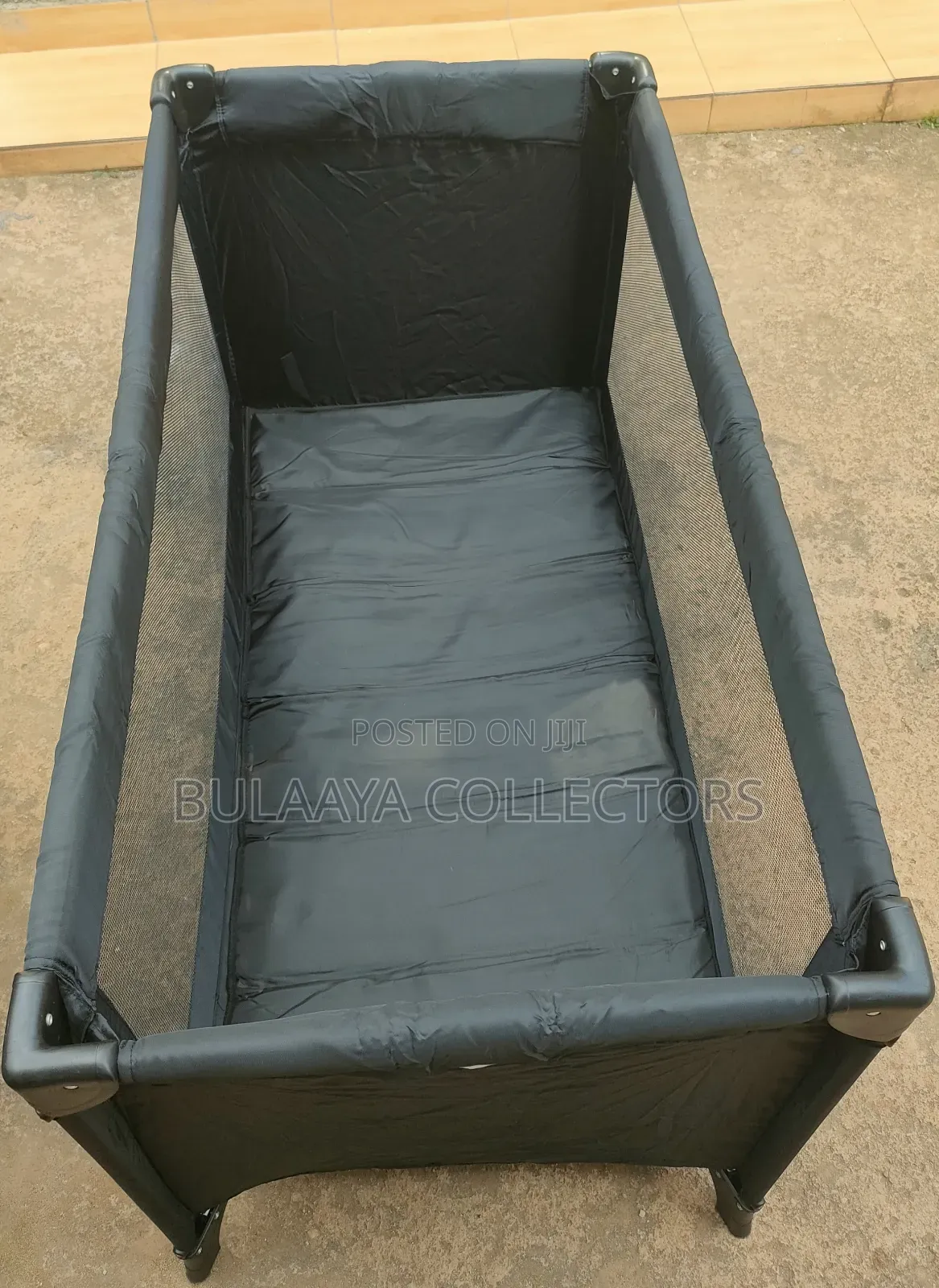 Uk Used Black Jollymex Travel Cot/Playpen/Bed/Crib.