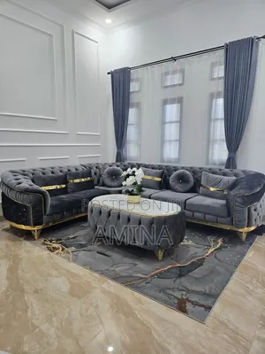 Modern Luxury Dark Gray Sofa Set With Coffee Table