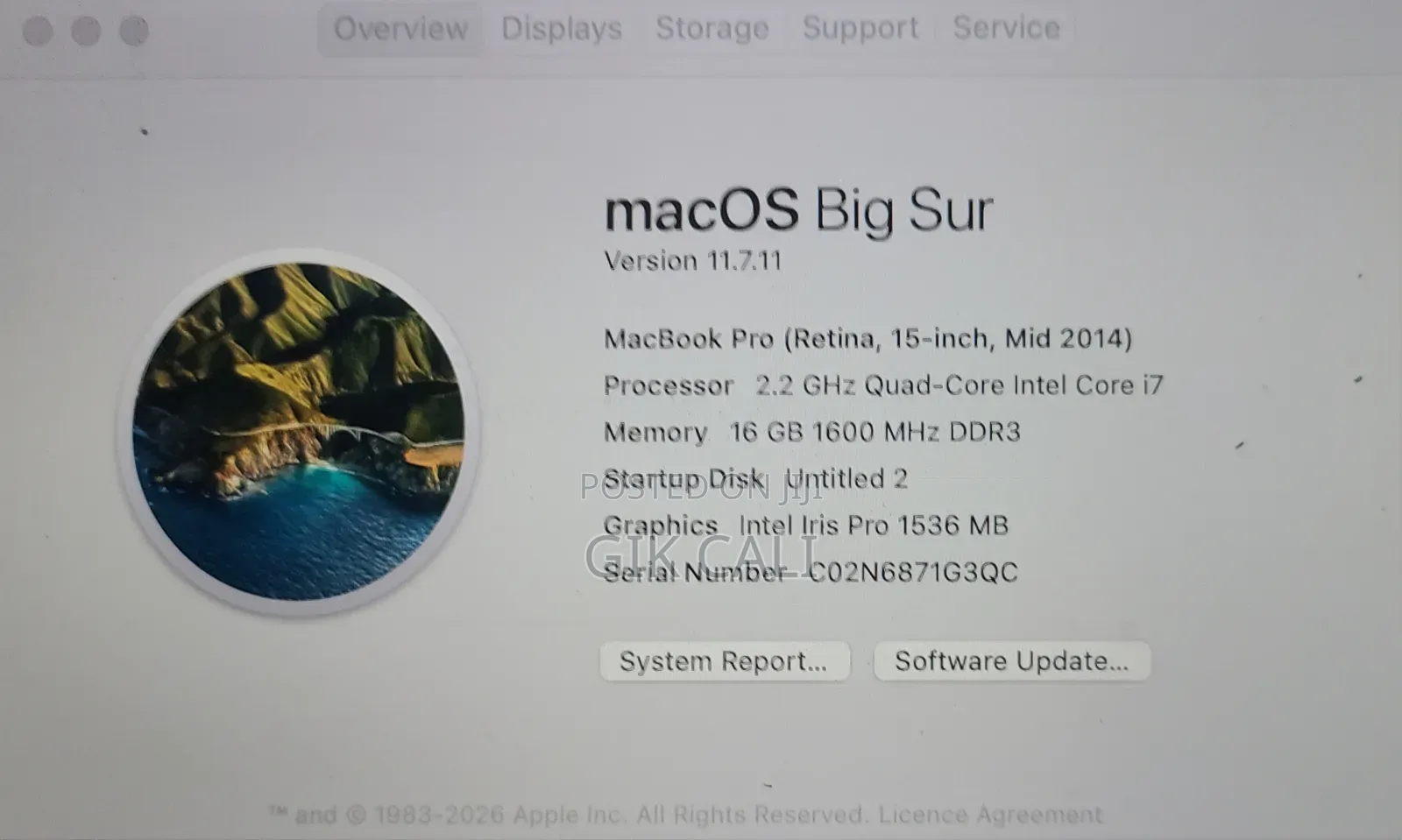 Laptop Apple MacBook Pro 16GB Intel Core i7 SSD 512GB