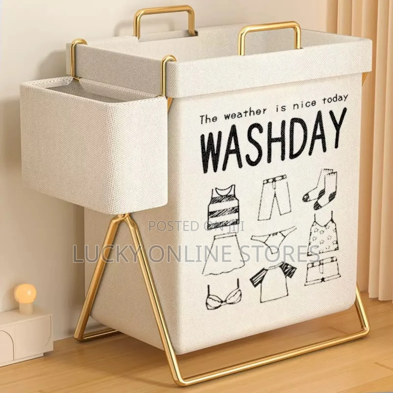 Large Capacity Double Compartment Laundry Basket