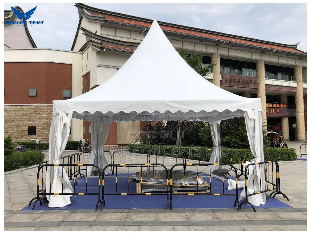Fifty Seater Tent With One Side Cover in Blue Color