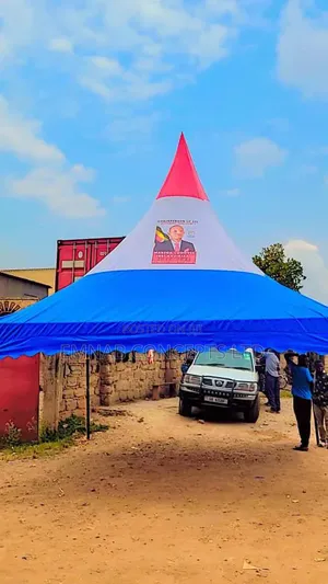 Fifty Seater Tent With One Side Cover in Blue Color