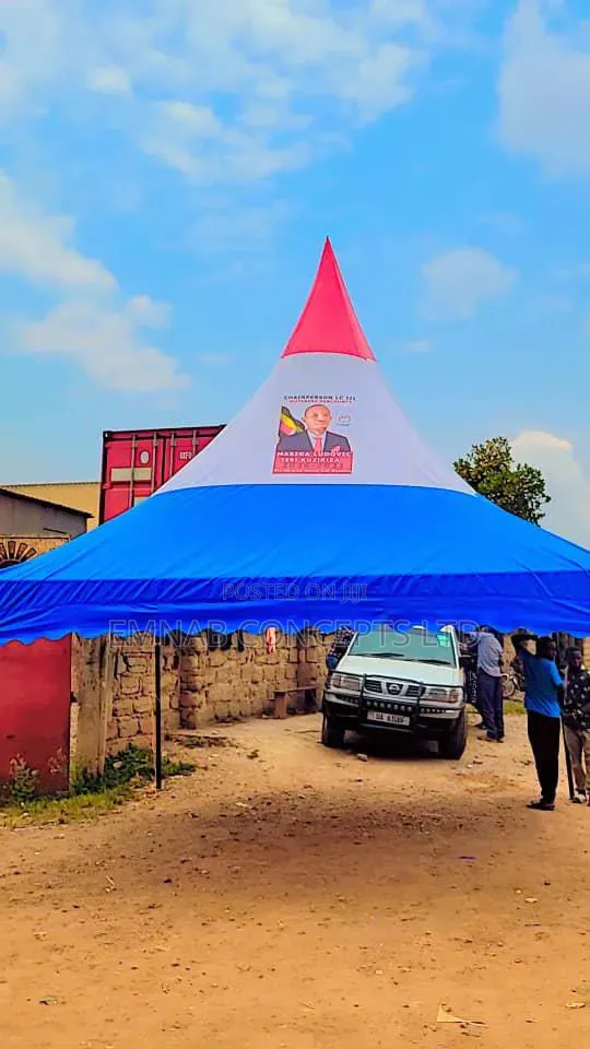 Fifty Seater Tent With One Side Cover in Blue Color