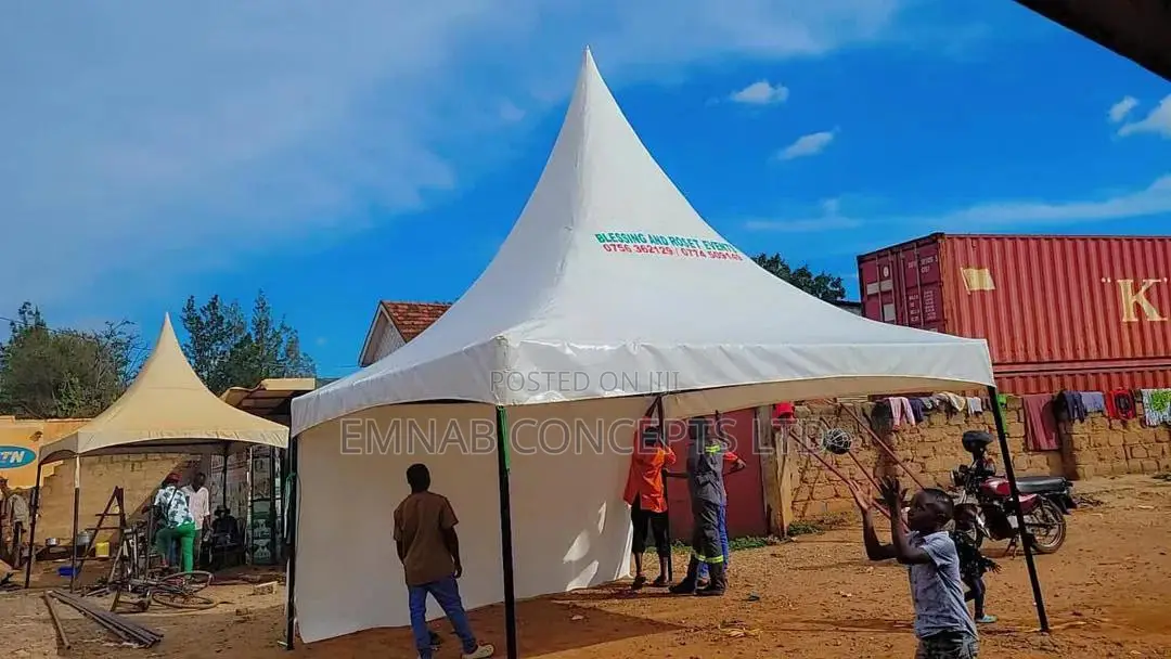 Fifty Seater Tent With One Side Cover in Blue Color