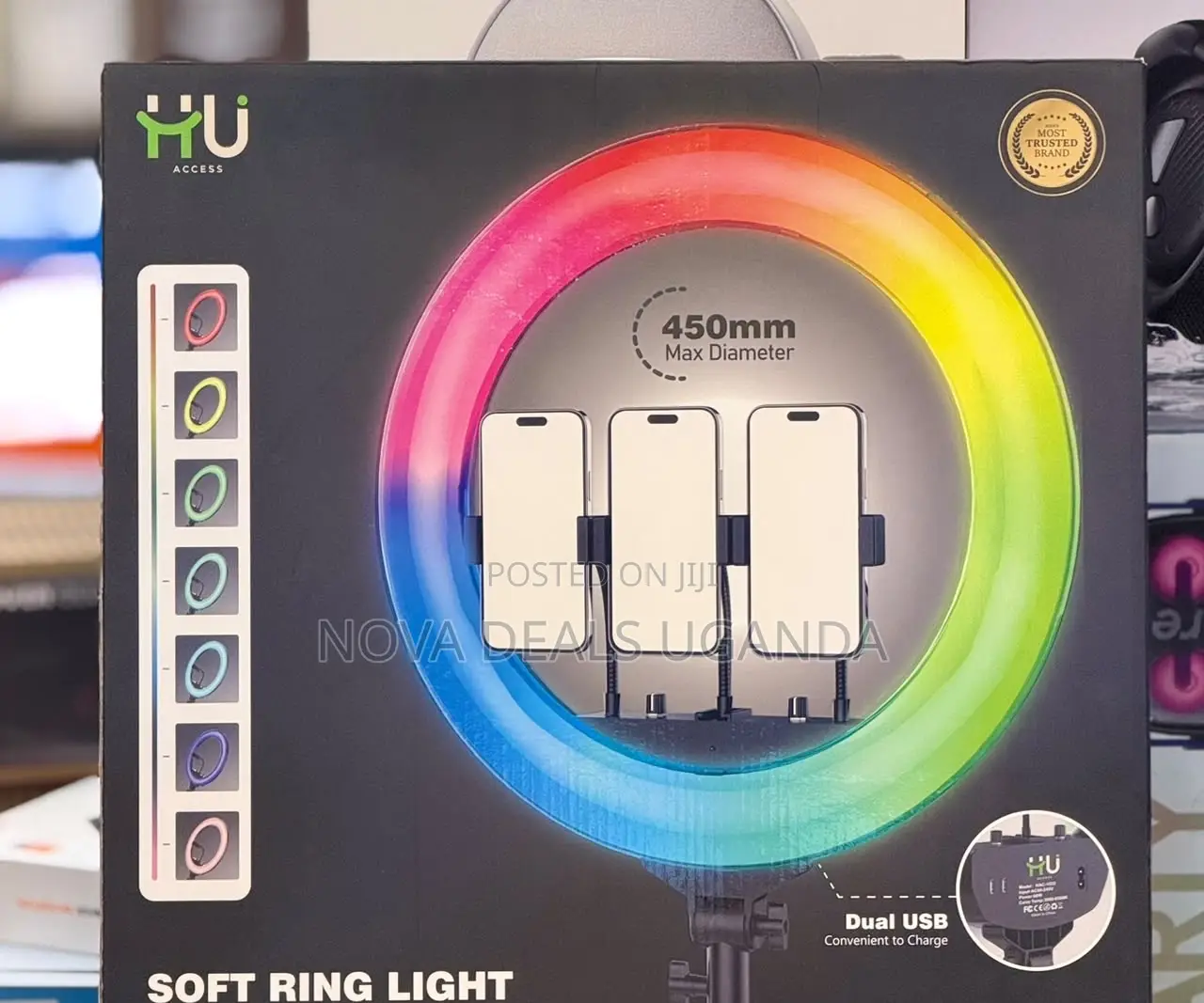 Hu 18inch Premium Ring Light With 3phone Stands, 2 Usb Port