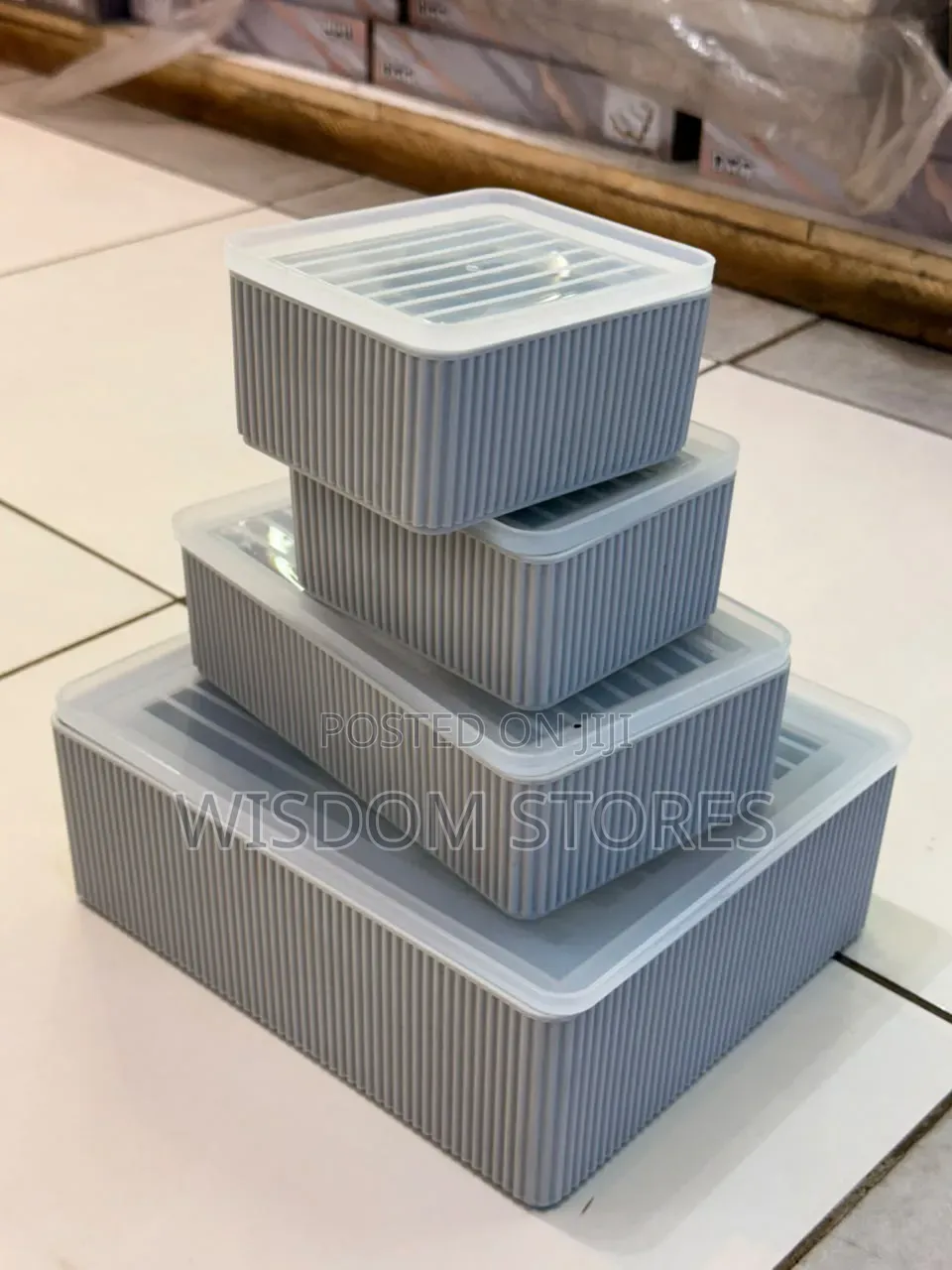 4pc Stakable Grid Fridge Containers