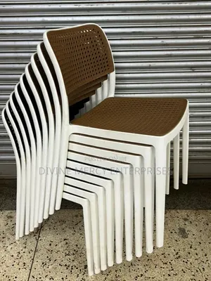 White and Brown Armless Chairs