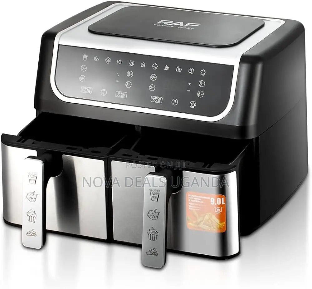 Raf 2000w Dual Basket Air Fryer 5l + 5l | 10l Family Capacity R.5382