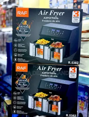 Raf 2000w Dual Basket Air Fryer 5l + 5l | 10l Family Capacity R.5382