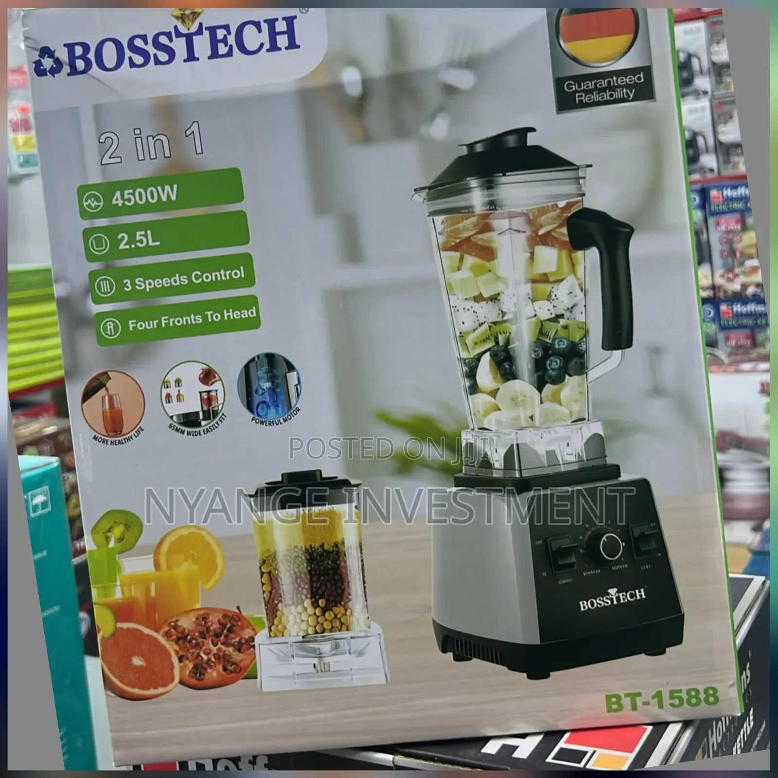 Bosstech 2in1 Blender With a 2.5l Capacity and a Powerful 4500w Motor