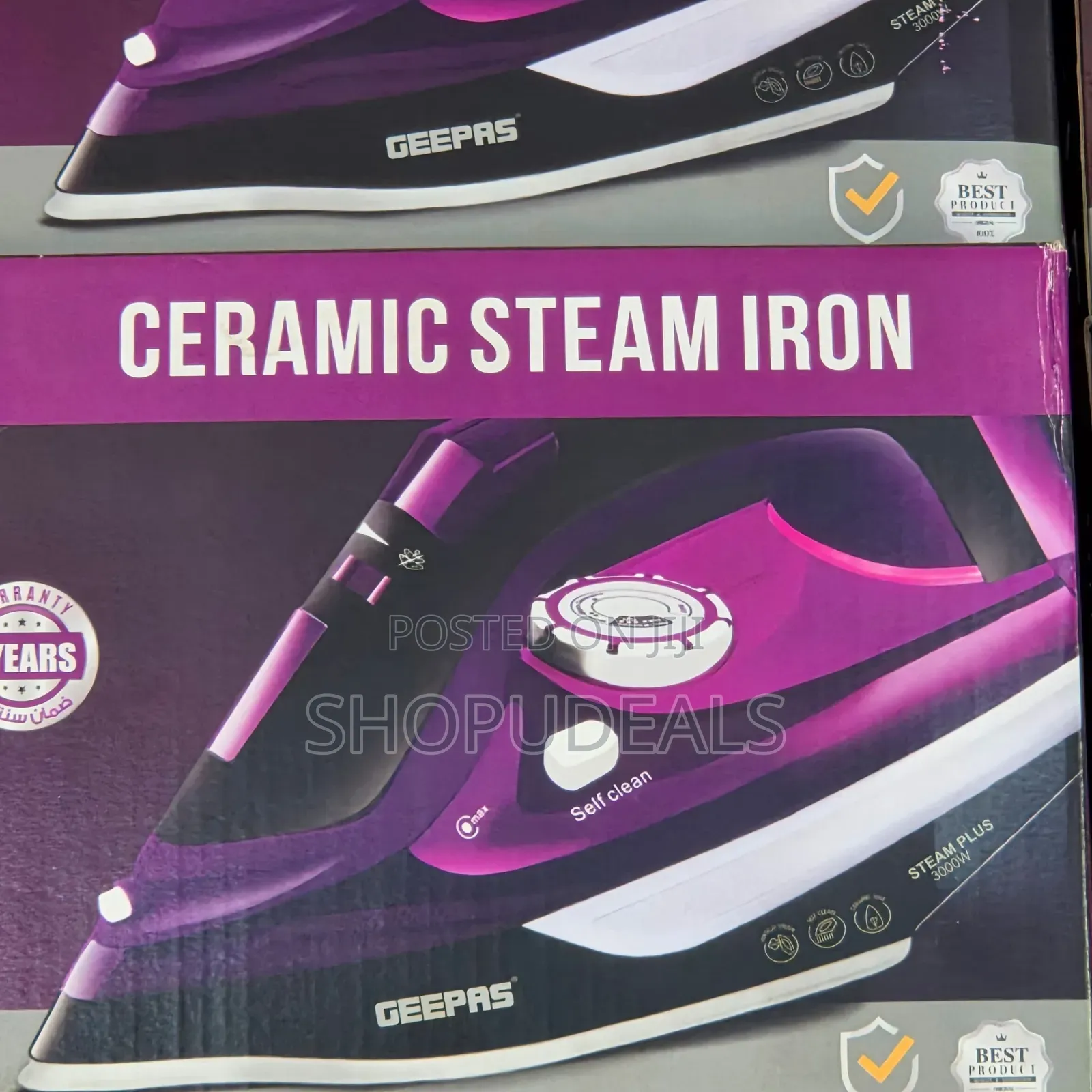 Geepas Ceramic Steam Iron With 3000w of Power.