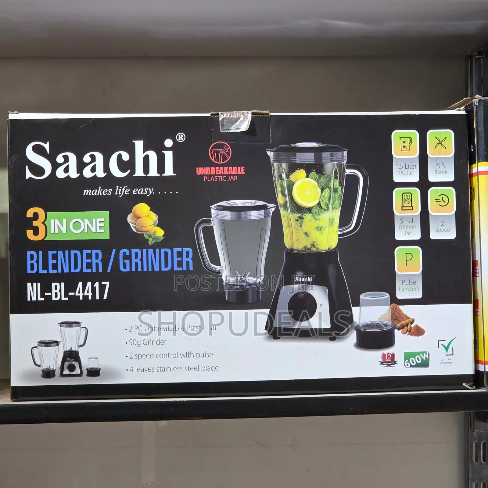 Saachi Nl-Bl-4417 3-in-1 Blender and Grinder