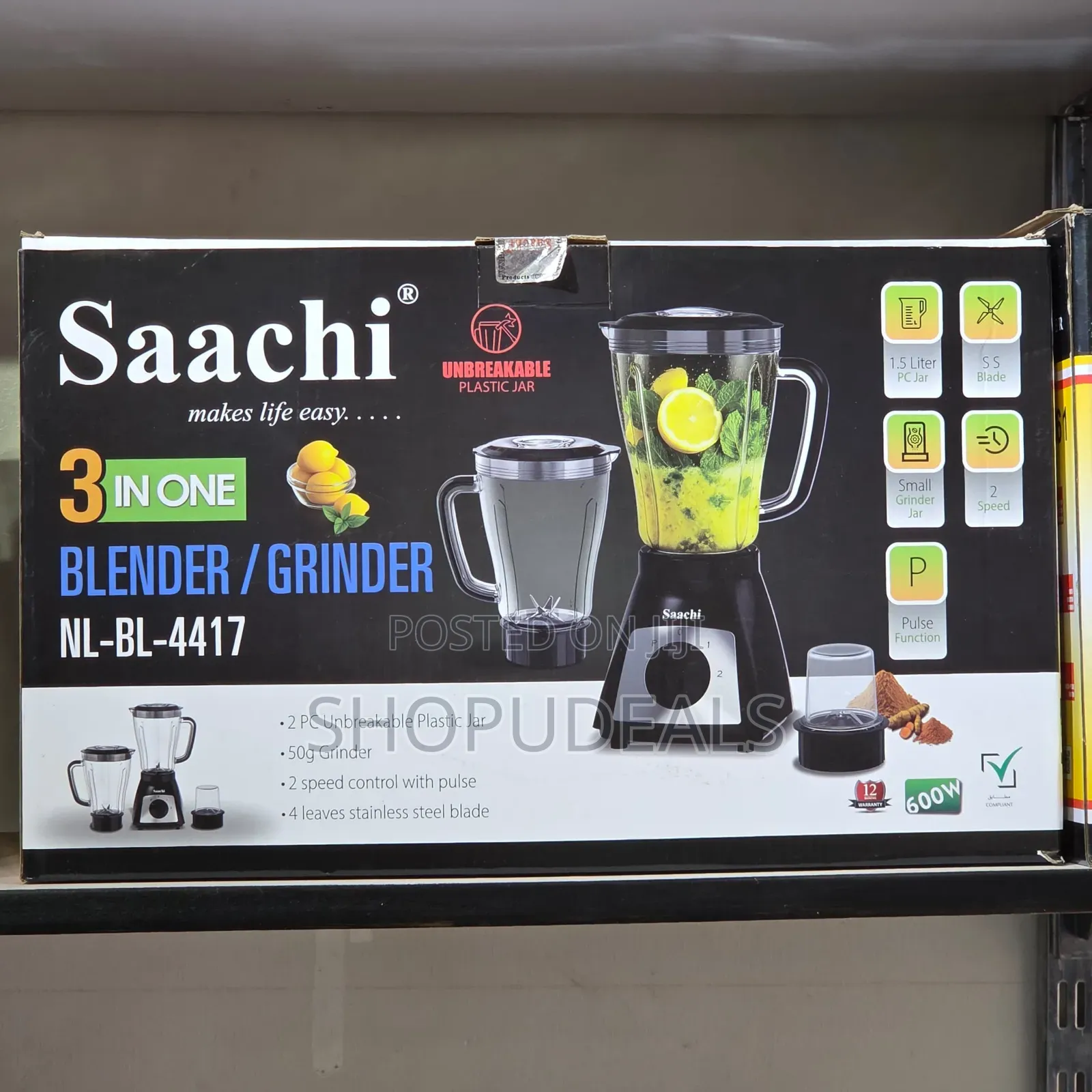Saachi Nl-Bl-4417 3-in-1 Blender and Grinder