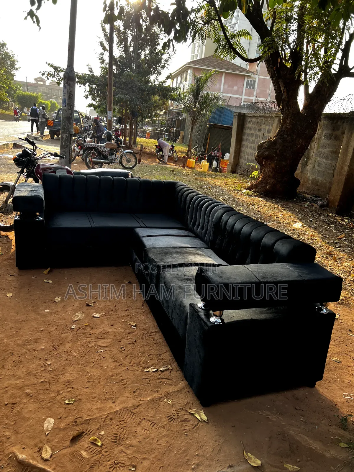 Pure Black 6 Seaters Sofa Set on Sale