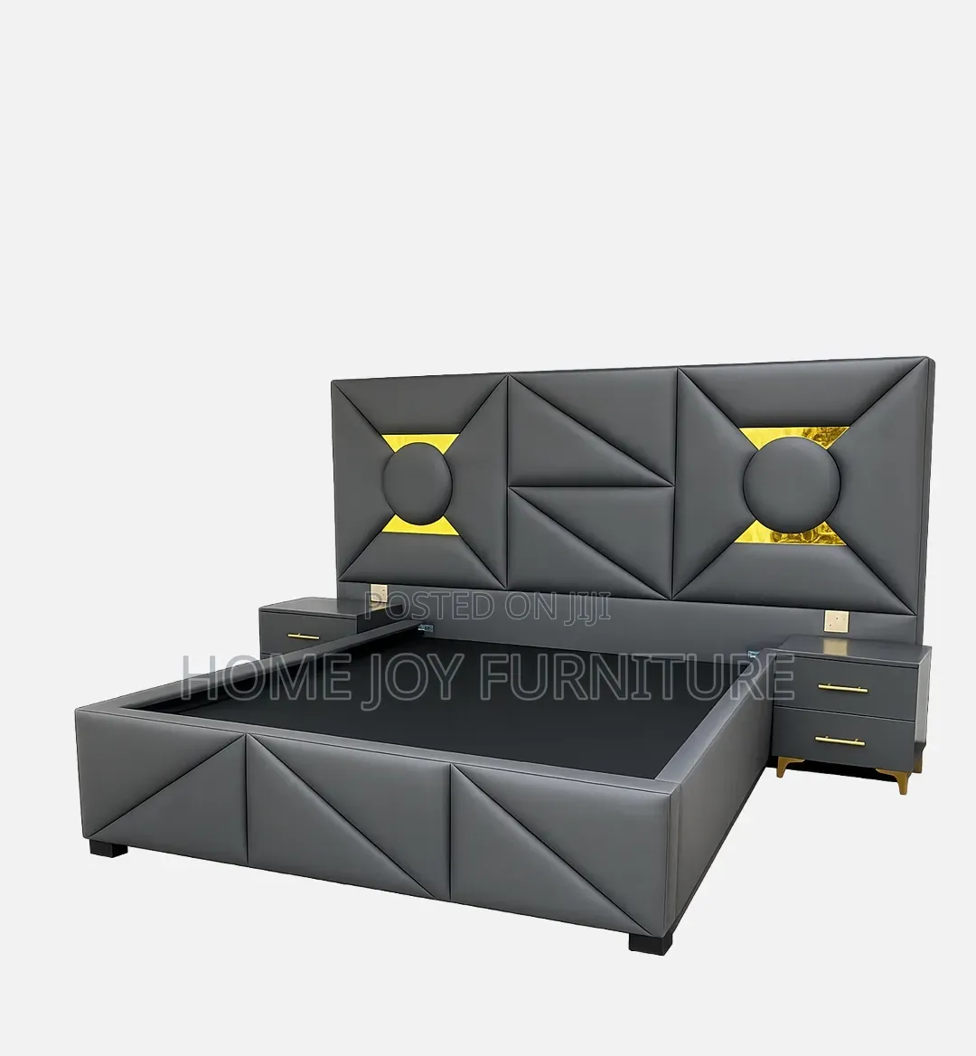 5*6 Dark Gray Leather Bed