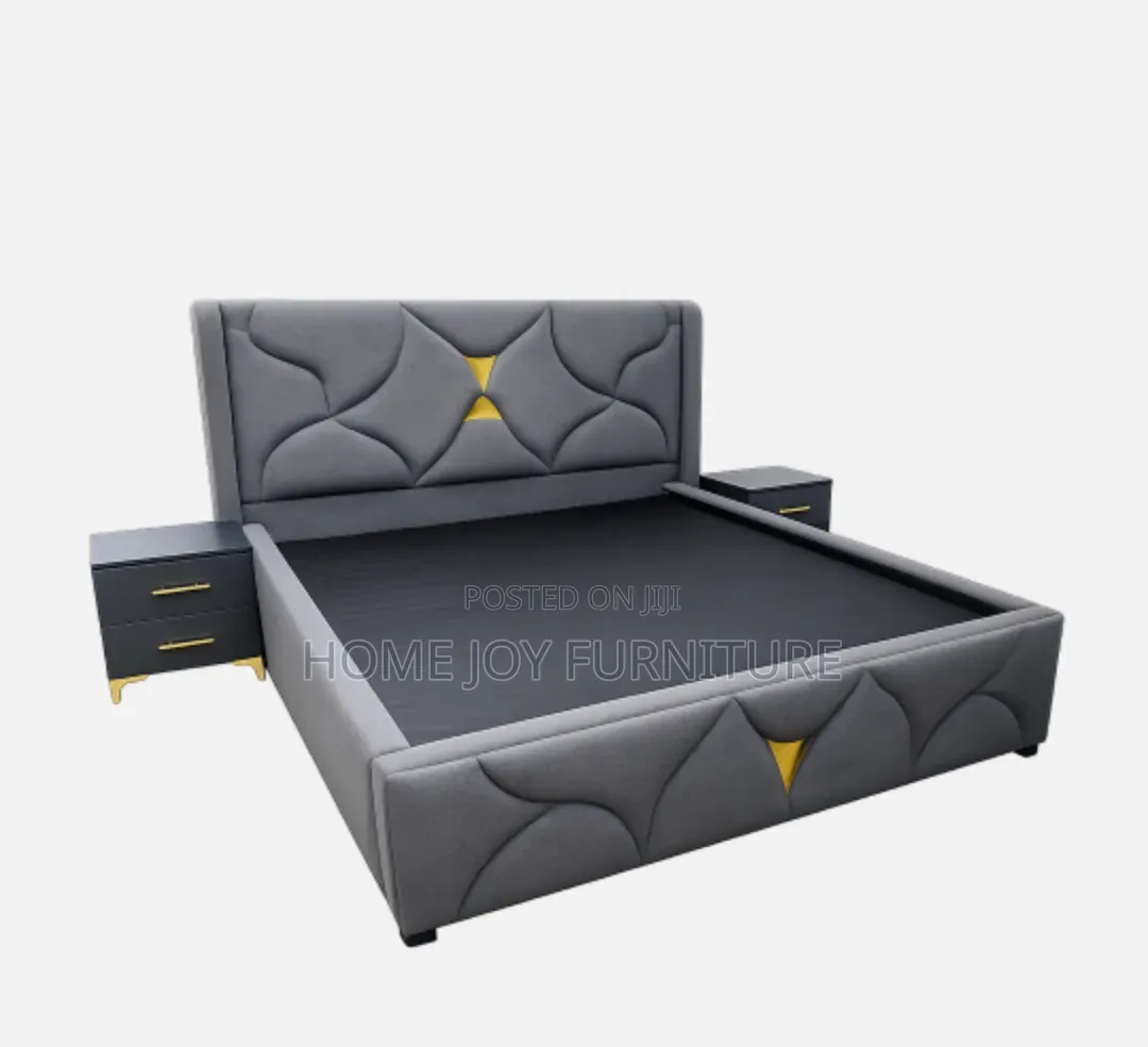 5*6 Dark Gray Leather Bed