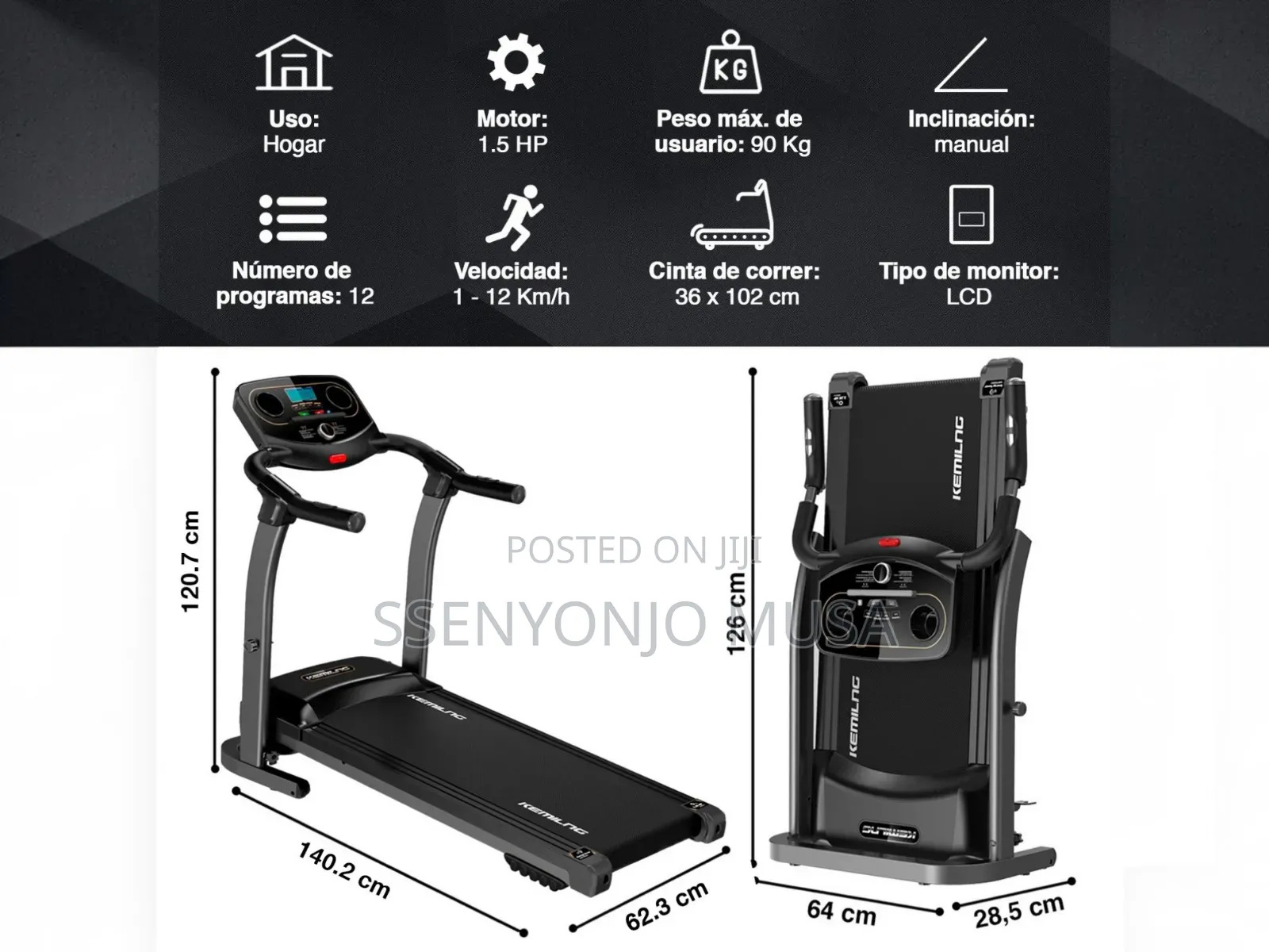 Kemilng M201 Folding Treadmill With Bluetooth, Speakers LCD Display