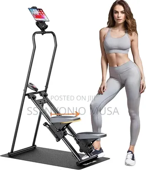 Foldable Vertical Climber Stair Stepper With Adjustable Handlebars