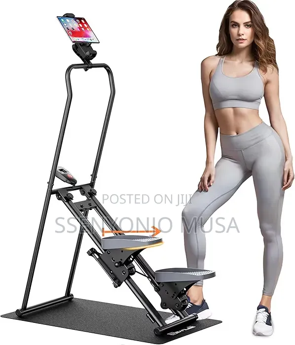 Foldable Vertical Climber Stair Stepper With Adjustable Handlebars