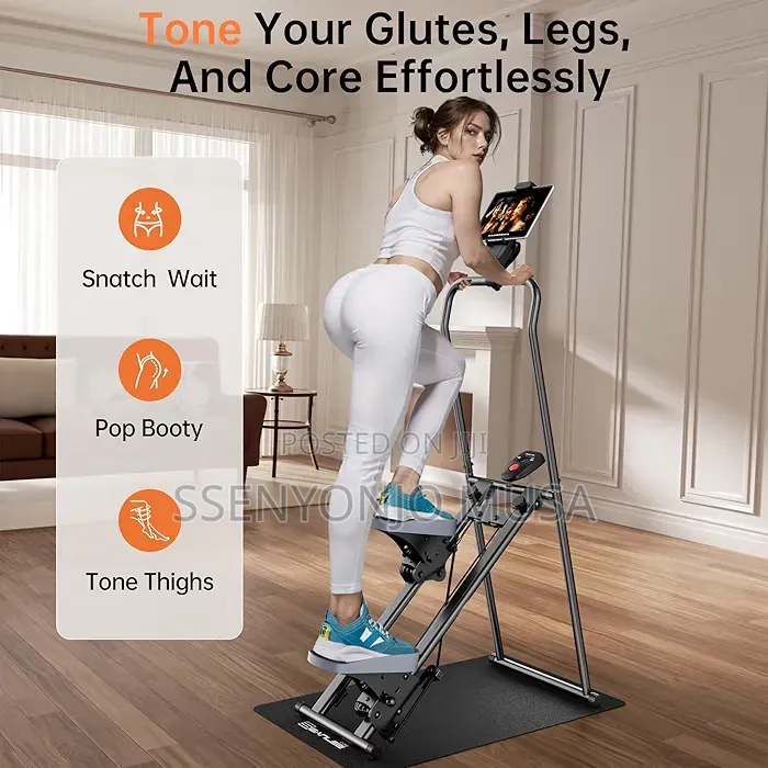 Foldable Vertical Climber Stair Stepper With Adjustable Handlebars