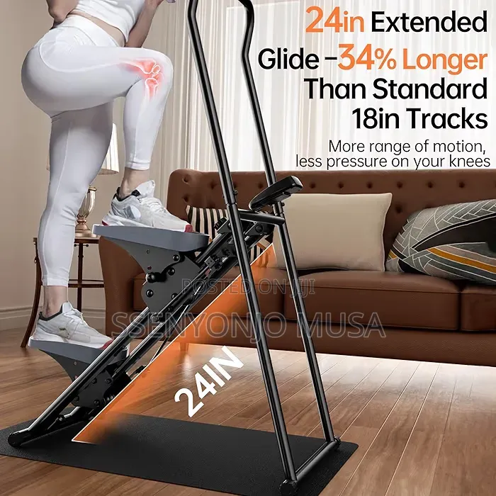 Foldable Vertical Climber Stair Stepper With Adjustable Handlebars