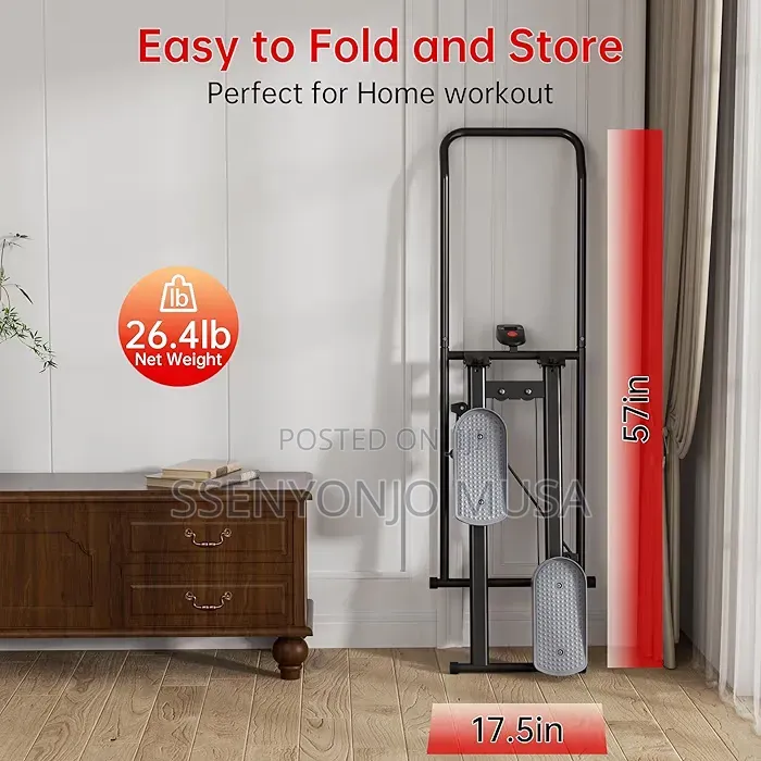 Foldable Vertical Climber Stair Stepper With Adjustable Handlebars