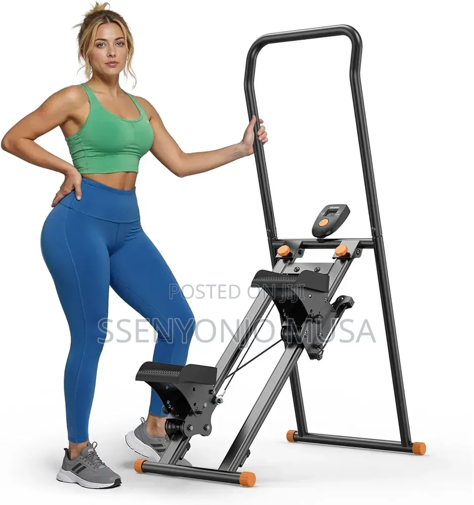 Foldable Vertical Climber Stair Stepper With Adjustable Handlebars