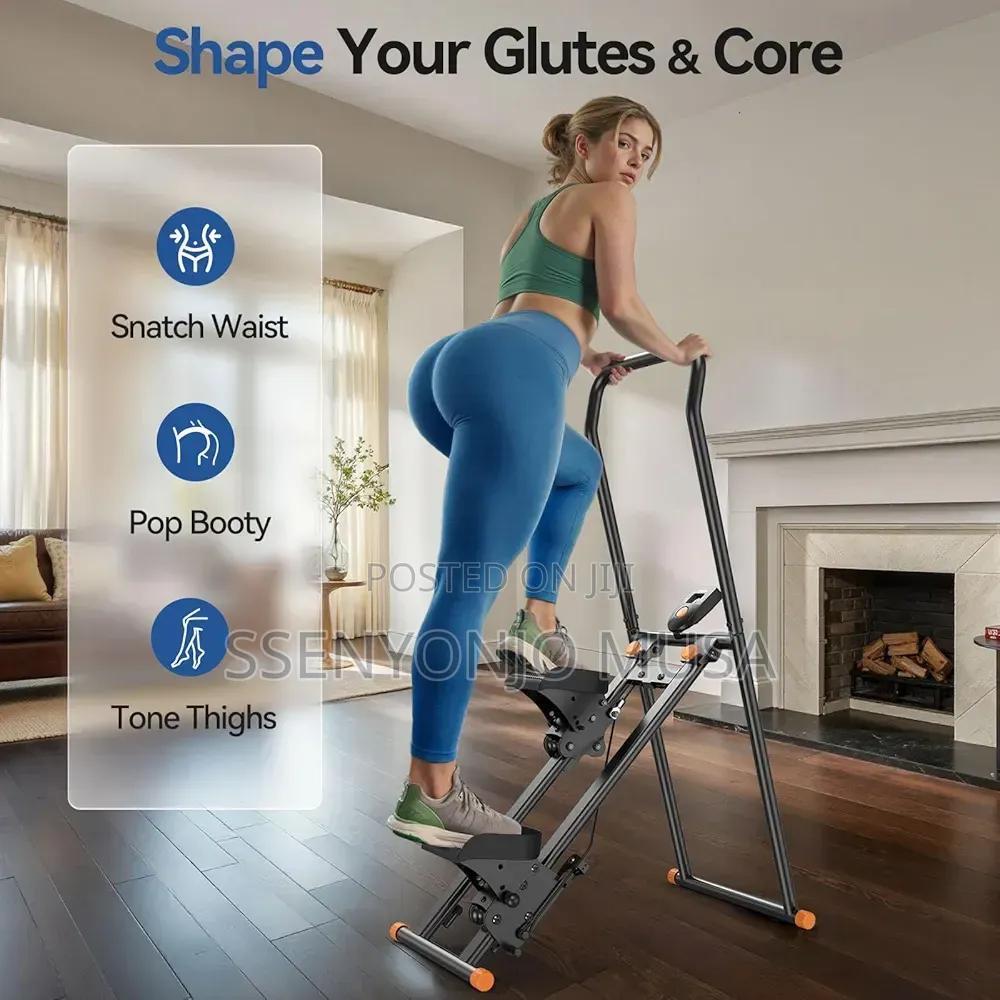 Foldable Vertical Climber Stair Stepper With Adjustable Handlebars