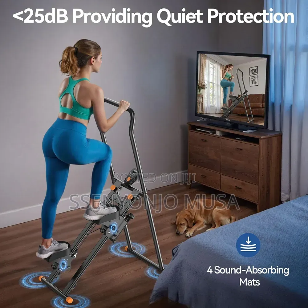 Foldable Vertical Climber Stair Stepper With Adjustable Handlebars
