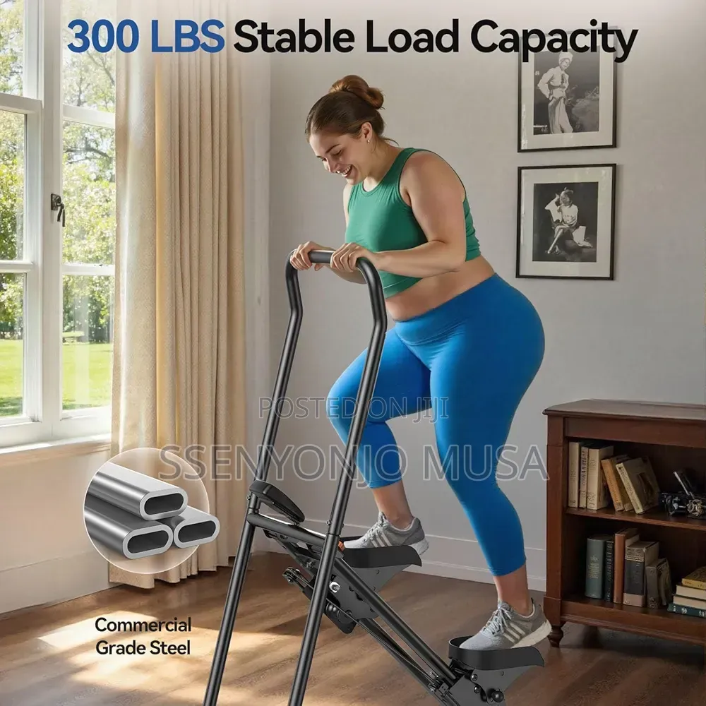 Foldable Vertical Climber Stair Stepper With Adjustable Handlebars