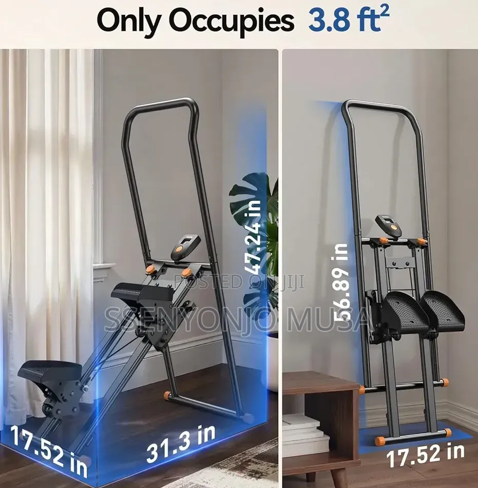 Foldable Vertical Climber Stair Stepper With Adjustable Handlebars