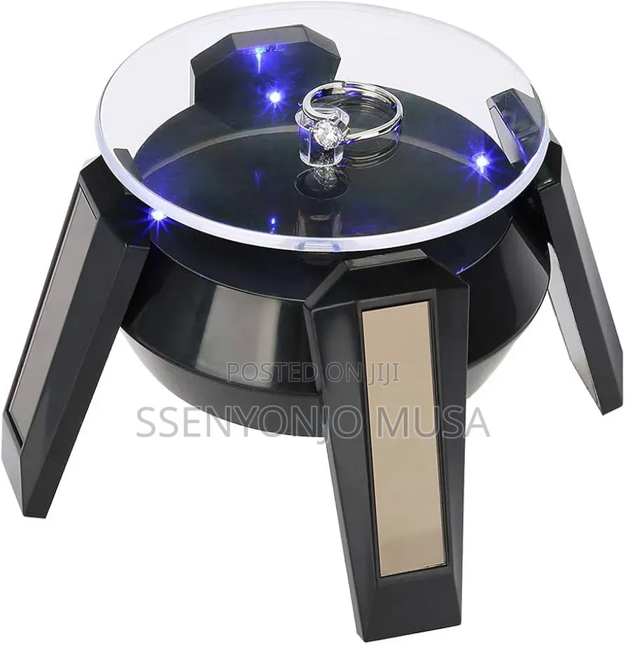Solar Powered 360° Rotating Display Stand With Led Light for Watches-