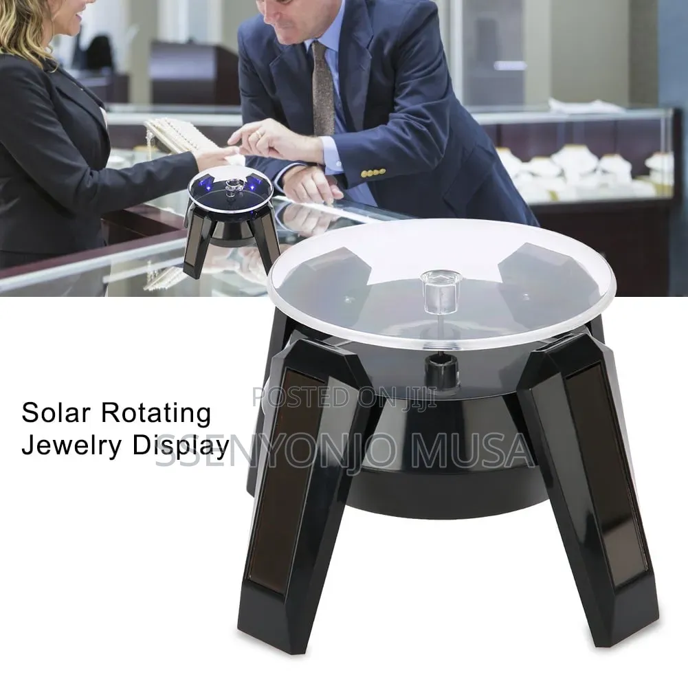 Solar Powered 360° Rotating Display Stand With Led Light for Watches-