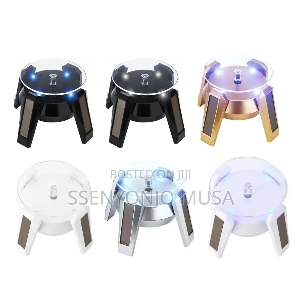 Solar Powered 360° Rotating Display Stand With Led Light for Watches-