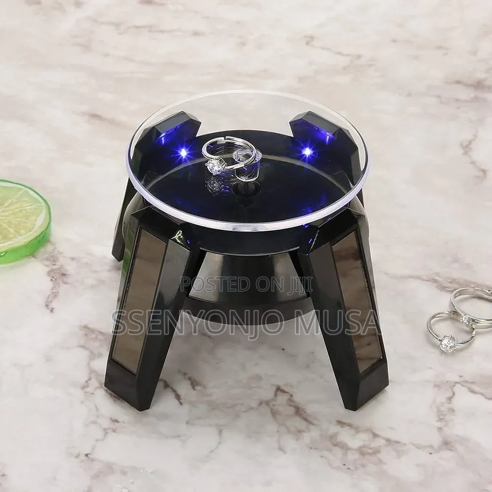 Solar Powered 360° Rotating Display Stand With Led Light for Watches-
